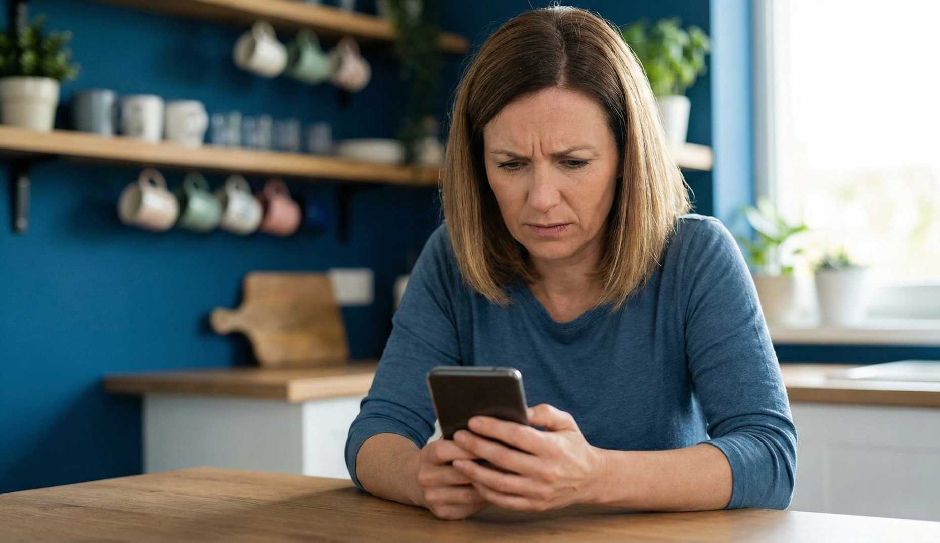 Frustrated homeowner trying to load a slow plumber website on a mobile phone